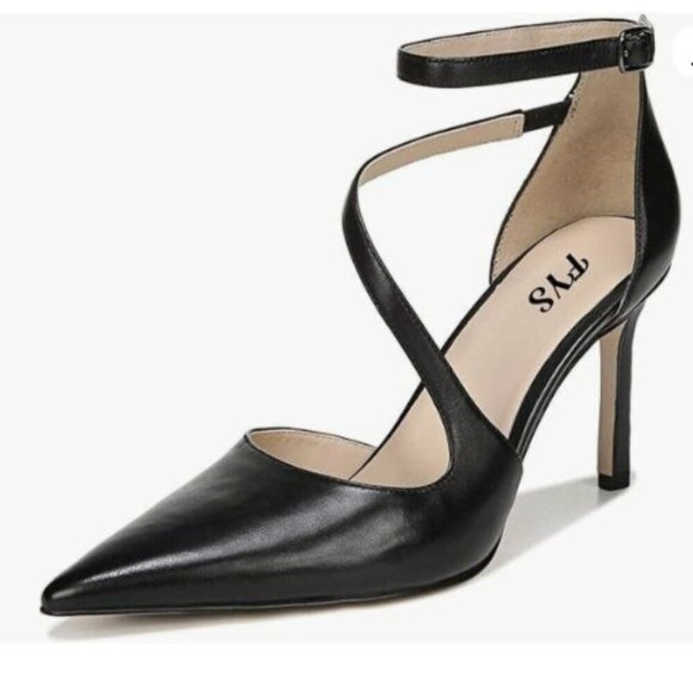 FYS Women Cross Strap Stiletto High Heel Ankle Strap Pumps Pointed Toe Sandals